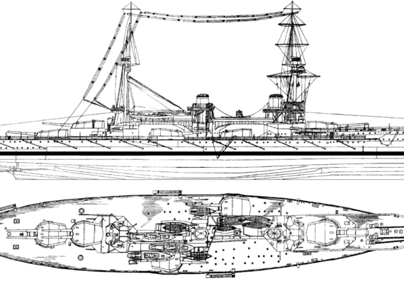 Боевой корабль HMS Neptune 1911 [Battleship] - чертежи, габариты, рисунки